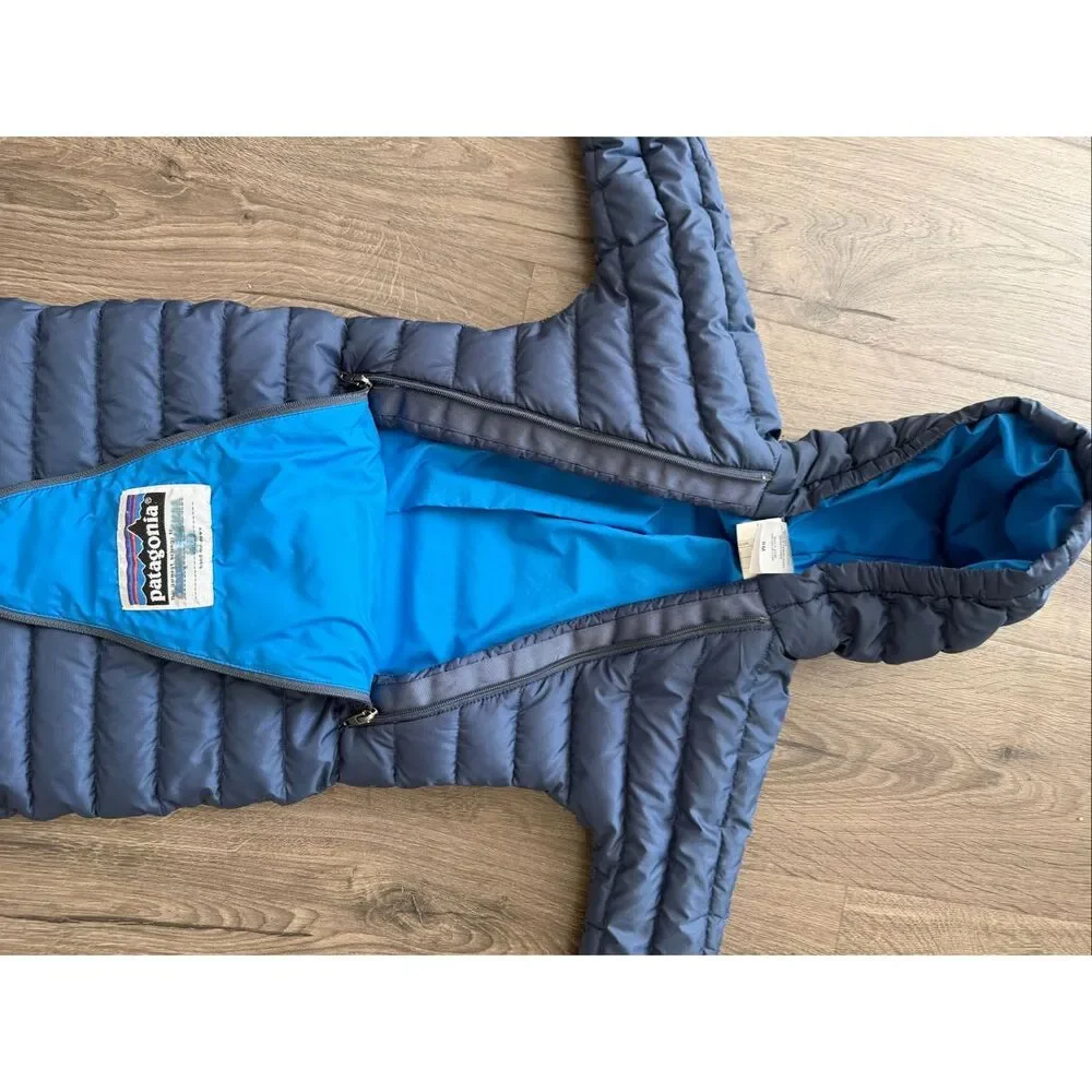 Patagonia Goose Down Infant Baby Bunting Coat Snowsuit Size 6 Months Blue